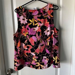 Lands End Swim to Workout Yoga Tank top Plus 20W Built in bra Tropical
